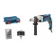 Príklepová vŕtačka BOSCH GSB 24-2 v kufri + sada vrtákov do dreva a kruhovej frézy