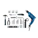 BOSCH Príklepová vŕtačka GSB 600 + 100 dielna sada príslušenstva v kufri / 600 W