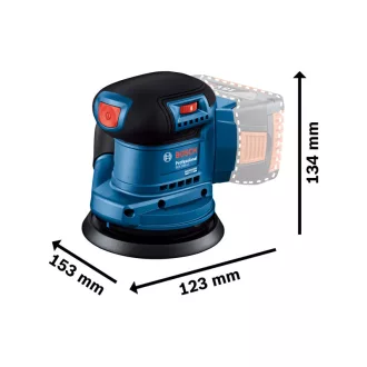   BOSCH Akumulátorová vibračná brúska 125 mm GEX 185-LI v kartónovej krabici (bez batérie a nabíjačky)