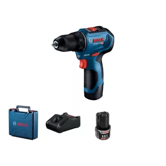   BOSCH Aku skrutkovač GSR 12V-30 v kufri (2 x 2,0 Ah batérie + rýchlonabíjačka)