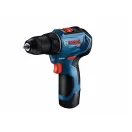 BOSCH Aku skrutkovač GSR 12V-30 v kufri (2 x 2,0 Ah batérie + rýchlonabíjačka)