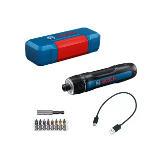   BOSCH GO Akumulátorový skrutkovač (s káblom USB-C) + 8-dielna sada bitov