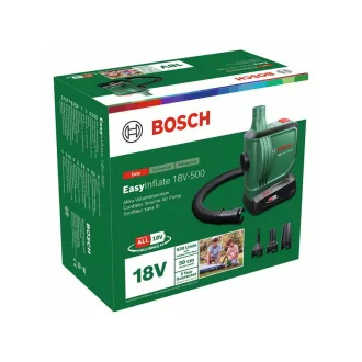   BOSCH Akumulátorová pumpa EasyInflate 18V-500 + sada trysiek (1 x 2,0 Ah akumulátor + nabíjačka)
