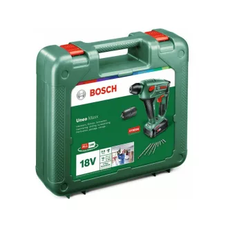   BOSCH Aku vŕtačka s príklepom Uneo Maxx v kufri (1 x 2,5 Ah akumulátor + nabíjačka) + skľučovadlo