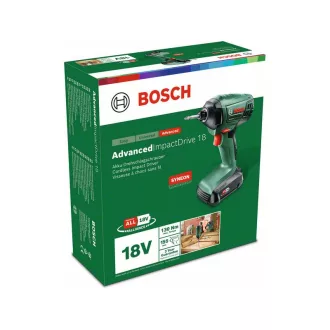   Akumulátorový rázový uťahovák BOSCH AdvancedImpactDrive 18 (1 x 1,5 Ah batéria)