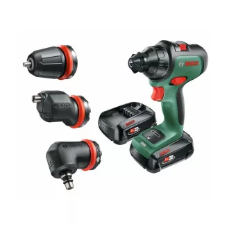   Akumulátorová vŕtačka BOSCH AdvancedDrill 18 + adaptéry (2 x 2,5 Ah batérie) v kufri