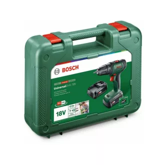   BOSCH UniversalDrill 18 Akumulátorový vŕtací skrutkovač (2 x 1,5 Ah batérie) v kufríku