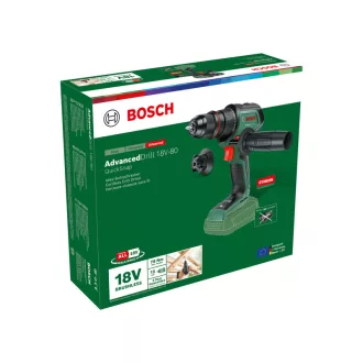   BOSCH Aku vŕtací skrutkovač AdvancedDrill 18V-80 v kufri Quicksnap 78 Nm (bez akumulátora a nabíjačky)
