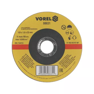 VOREL Rezný kotúč na kov 125 x 1,0 x 22,2 mm