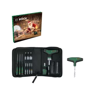   BOSCH Adventný kalendár balenie 33 dielny sada náradia a úložnou taškou