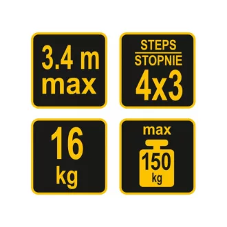 VOREL Rebrík multifunkčný 4 x 3 schodíky