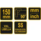 VOREL Vodováha stolárska pravouhlá 150 mm inox