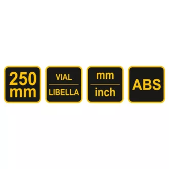 VOREL Uhlomer s vodováhou 250 mm ABS