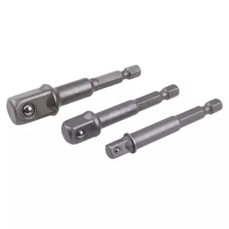   Sada adaptérov nástrčných kľúčov 3 diely 1/4" Hex -> 1/4", 3/8", 1/2" štvorcový CrV