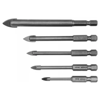   STHOR Súprava vrtákov na sklo a dlaždice 5 kusov (4, 5, 6, 8, 10 mm)