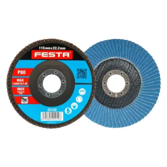 FESTA Lamelový brúsny kotúč 115 x 22,2 mm / P80 inox