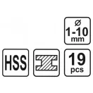 STHOR Sada skrutkových vrtákov 19 kusov 1-10 mm HSS
