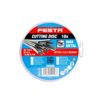   FESTA Rezný kotúč na kov v kovovom boxe 115 x 1 x 22,2 mm (10ks)