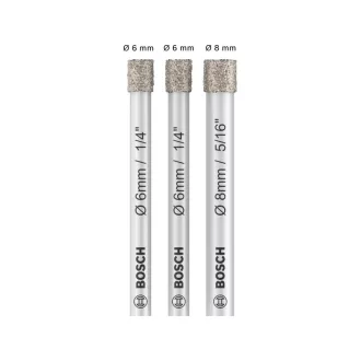   BOSCH PRO Sada suchých diamantových vŕtacích koruniek 3 kusy (6 / 6 / 8 x 66 mm) valcový upínací systém