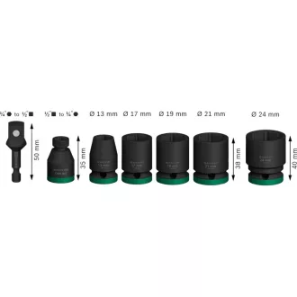   BOSCH PRO Sada skĺkacích kľúčov 7 kusov 1/2" 13-24 mm CrMo