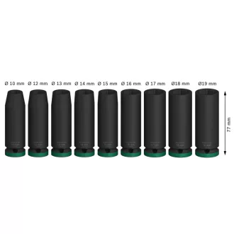  BOSCH PRO Set dlhých násadových kľúčov 9 kusov 1/2" 10-19 mm CrMo