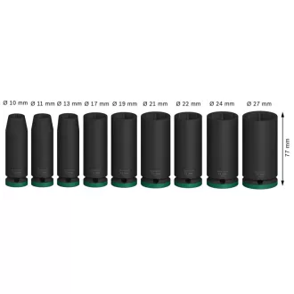   BOSCH PRO Dlhý súprava dutých klúčov 9 kusov 1/2" 10-27 mm CrMo