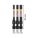BOSCH PRO Sada nástavcov na bitky 3 kusy T25 / T30 / T40 x 55 mm 1/4" Hex