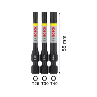   BOSCH PRO Sada nástavcov na bitky 3 kusy T25 / T30 / T40 x 55 mm 1/4" Hex