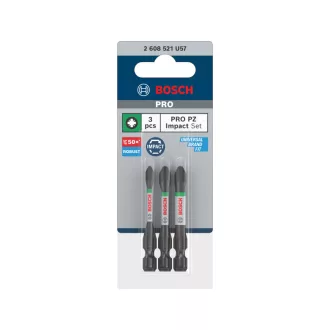   BOSCH PRO Súprava bitových špičiek Impact 3 kusy PZ1 / PZ2 / PZ3 x 55 mm 1/4" Hex