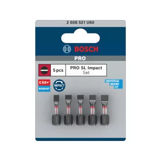   BOSCH PRO Sada bitov s dopadom 5 kusov 25mm (SL4,5/SL5,5x3/6,5x1ks) 1/4" Hex