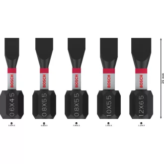   BOSCH PRO Sada bitov s dopadom 5 kusov 25mm (SL4,5/SL5,5x3/6,5x1ks) 1/4" Hex