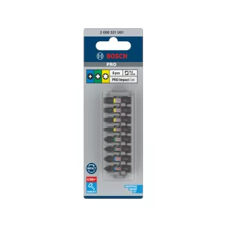   BOSCH PRO Sada náradia na bitové vložky 8 kusov 25m (PH1/PH2/PZ1/PZ2/T15/T20/T25/T30) 1/4" Hex