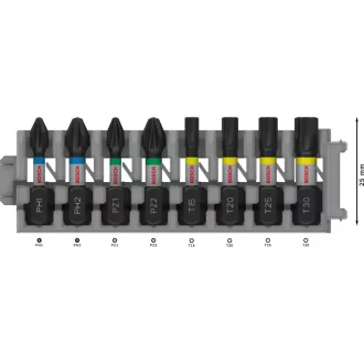   BOSCH PRO Sada náradia na bitové vložky 8 kusov 25m (PH1/PH2/PZ1/PZ2/T15/T20/T25/T30) 1/4" Hex