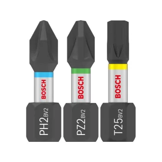   BOSCH PRO Nárazníkový bitový set PH2/PZ2/T20/25/30x5db x 25mm v krabičke Tic Tac 1/4" Hex (25 ks)