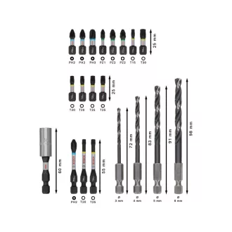 BOSCH PRO Sada bitov a skrutiek 20 kusov 1/4" Hex