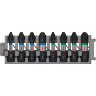   BOSCH PRO Súprava bitových končekov 8 dielna 25 mm (PH1, PH2 x 3, PH3, PZ2 x 2, PZ3) Pick & Click