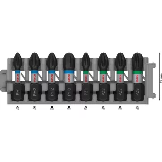   BOSCH PRO Súprava bitových končekov 8 dielna 25 mm (PH1, PH2 x 3, PH3, PZ2 x 2, PZ3) Pick & Click