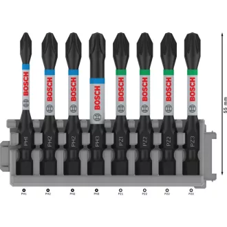   BOSCH PRO Sada bitov 8 dielov 55 mm (PH1, PH2 x 2, PH3, PZ1, PZ2 x 2, PZ3) Pick & Click