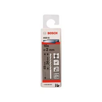   BOSCH Spirálový vrták 2,0 x 49/24 mm 135° HSS-G DIN 338 (10 ks)