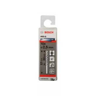   BOSCH Spiralový vrták 2,5 x 57/30 mm 135° HSS-G DIN 338 (10 ks)