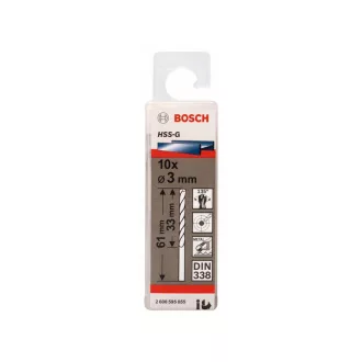   BOSCH Špirálový vŕták 3,0 x 61/33 mm 135° HSS-G DIN 338 (10 kusov)