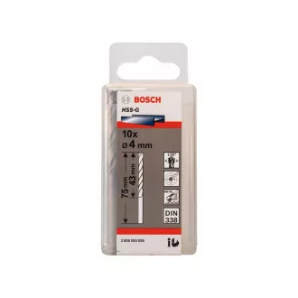   BOSCH Špirálová vŕtačka 4,0 x 75/43 mm 135° HSS-G DIN 338 (10 ks)