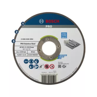   BOSCH PRO Rezný kotúč inox 125 x 2,0 x 22,2 mm AS 46 T INOX BF (oSa)
