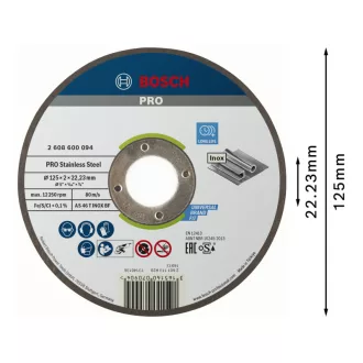   BOSCH PRO Rezný kotúč inox 125 x 2,0 x 22,2 mm AS 46 T INOX BF (oSa)