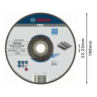  BOSCH PRO Čistiaci kotúč na kov 180 x 6,0 x 22,2 mm A 30 T BF (oSa)