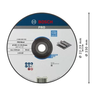   BOSCH PRO Rezný kotúč na kov 230 x 3,0 x 22,2 mm kužeľový A 30 S BF