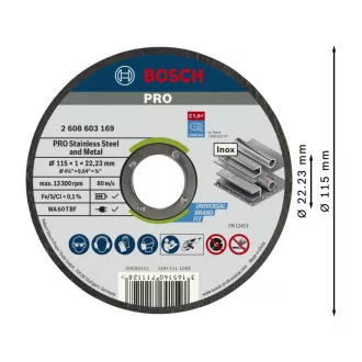   BOSCH PRO Rezný kotúč na inox/ kov 115 x 1,0 x 22,2 mm St. Steel & Metal balenie vedro (100 ks)