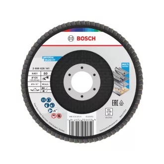   BOSCH Lamelový brúsny kotúč kužeľový 125 x 22,2 / P80 hliníkový oxid X451 Multi Material