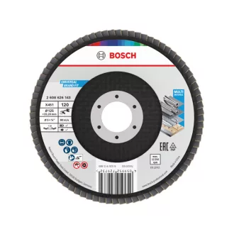   BOSCH Lamelový brúsny kotúč kužeľový 125 x 22,2 / P120 hliníkový oxid X451 Multi Material