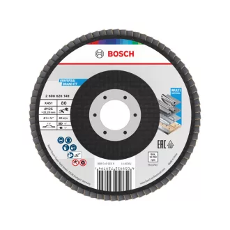   BOSCH Lamelový brúsny kotúč rovný 125 x 22,2 / P80, hliníkový oxid X451 Multi Material